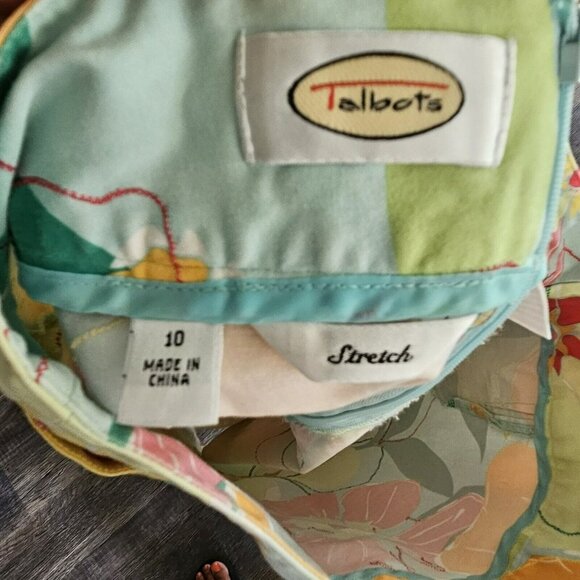 Talbots Floral Colorful Flowers Print Stretch A Line Skirt Pockets Womens 10 - Picture 10 of 11